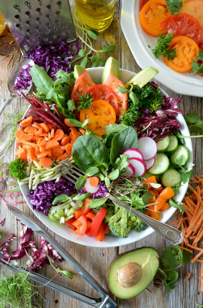 Green salad bowl healthy eating nutrition